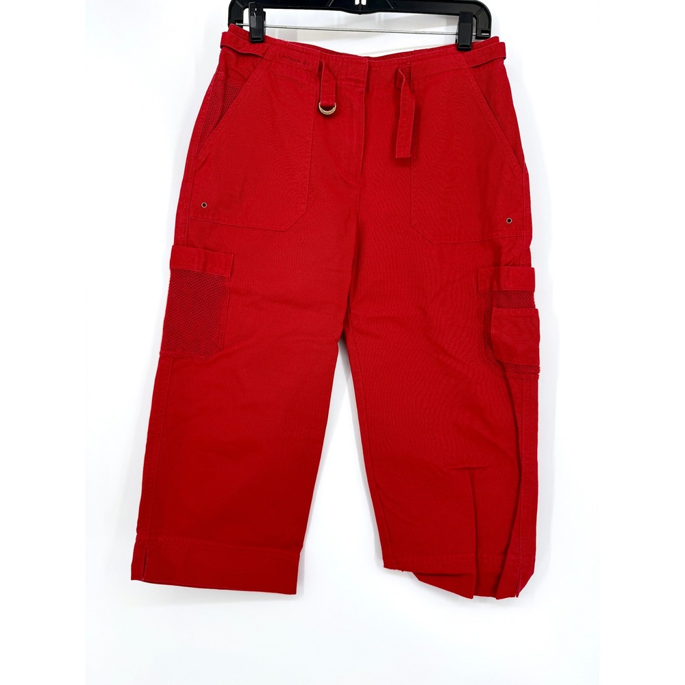 Lauren Ralph Lauren Cargo Pants‎ Sz 4 Red Cotton Utility Y2K Streetwear Capri